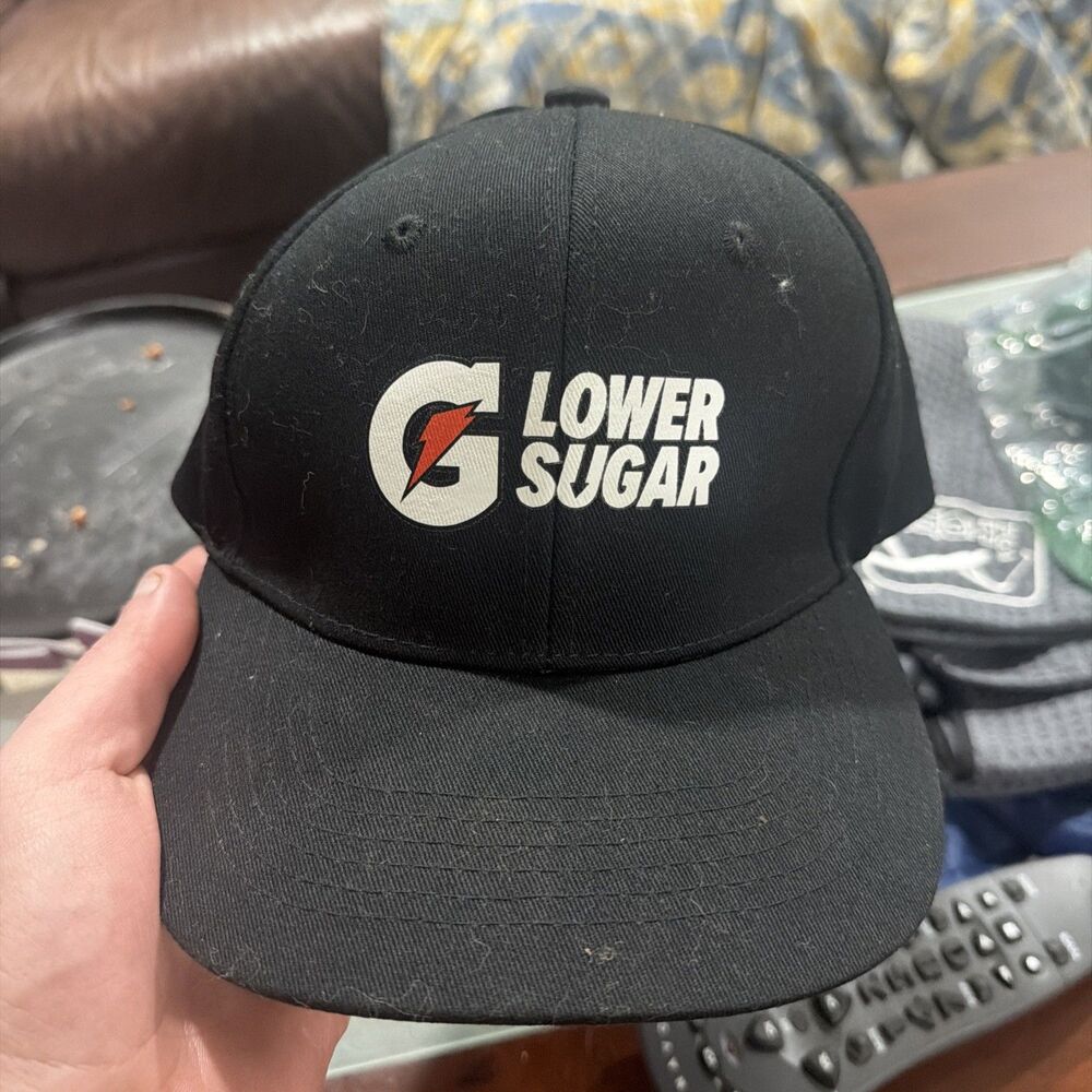 Gatorade Lower Sugar Promo Hat Black Adjustable Strapback Cap 100% Cotton